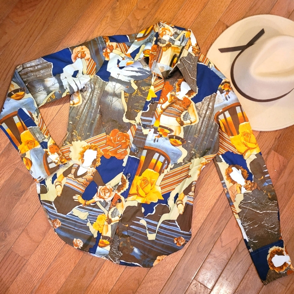 RARE Vintage San Franciso Shirt Works Top Blouse Size Small XS 70s Disco Retro